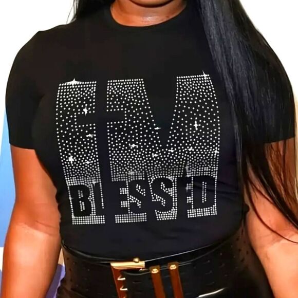 Ladies rhinestone statement tee sz XXl - Picture 1 of 5